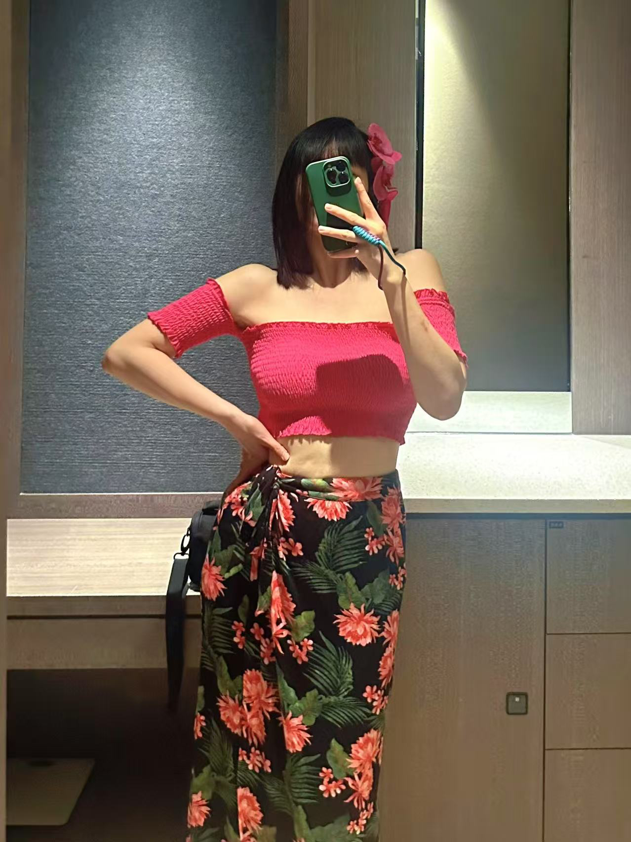 气质风修身绑带半裙大码碎花高腰时尚休闲半身裙夏季短款显瘦百搭