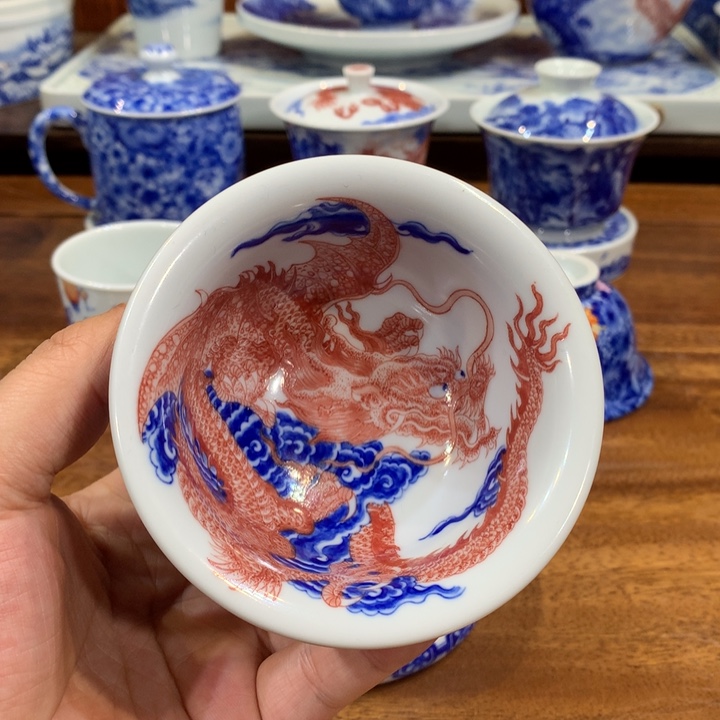自成堂柴窑 青花釉里红
