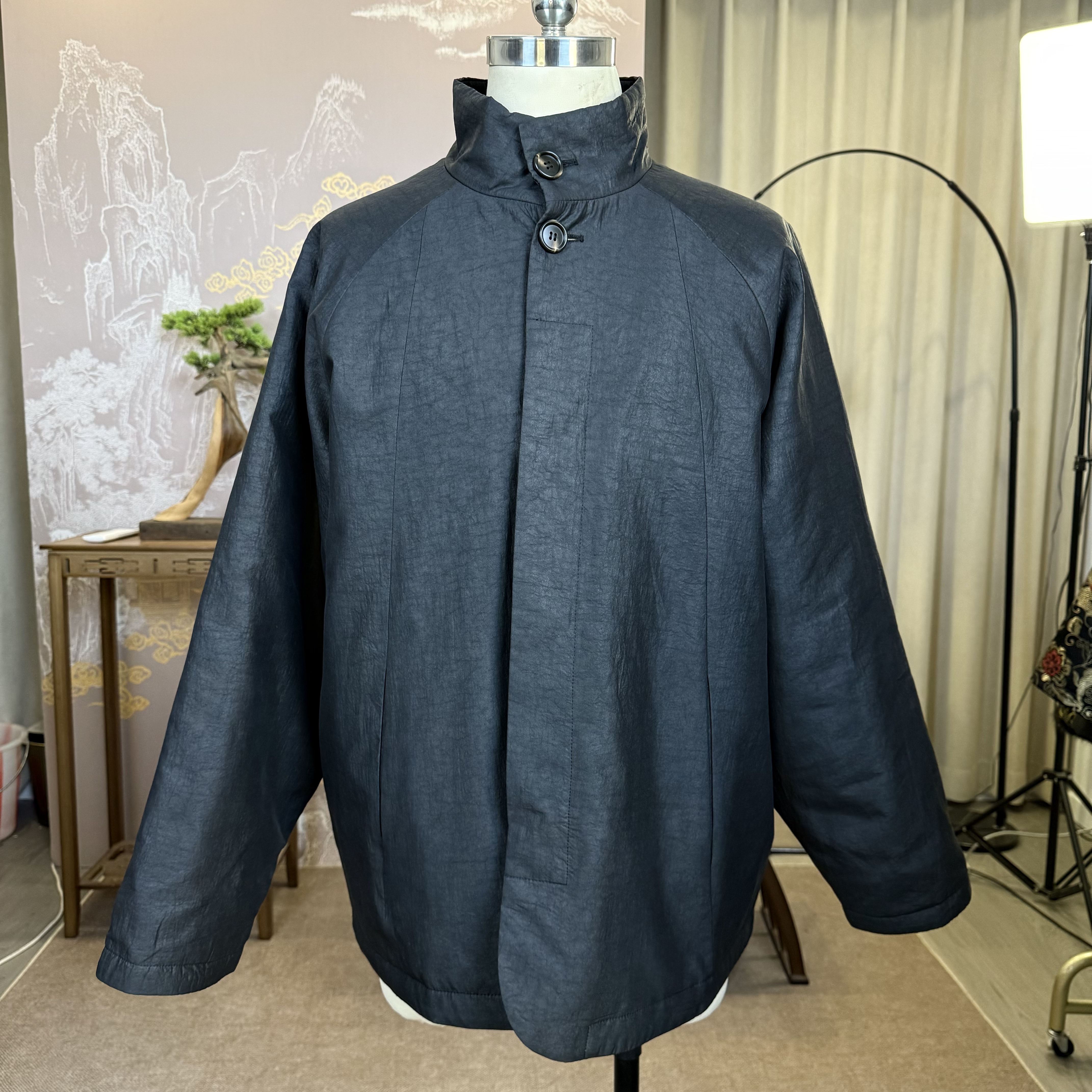 馨蕴古玥  新款香云纱龟缎男装上衣 国风棉服