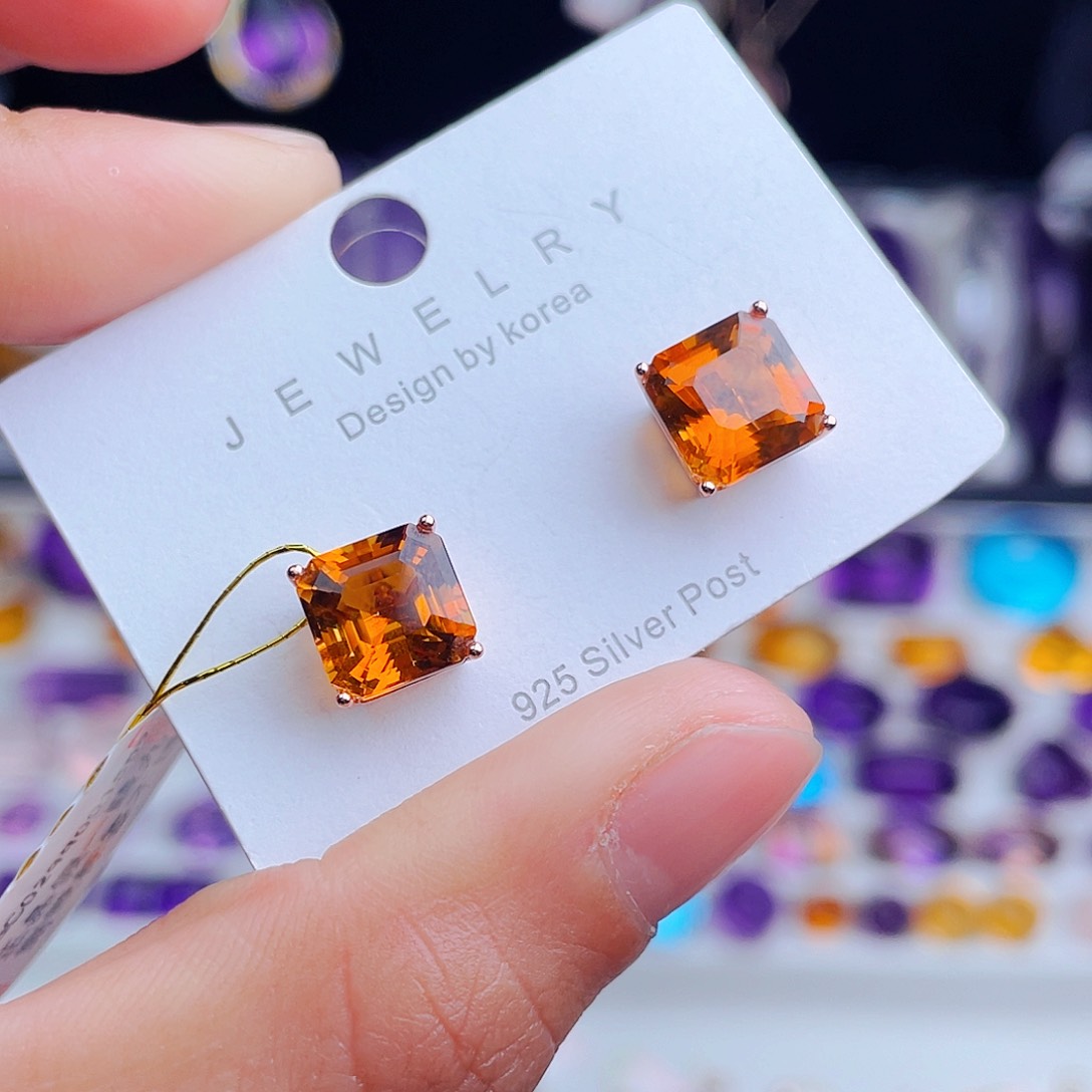 银S925镶嵌耳饰黄晶