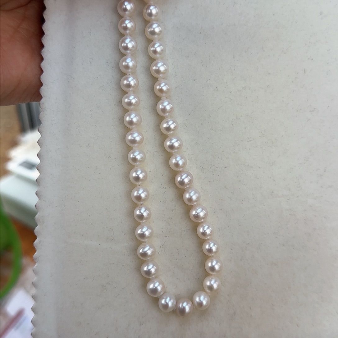 淡水珍珠颈饰银S925镶嵌7-8无核极光镜面无暇