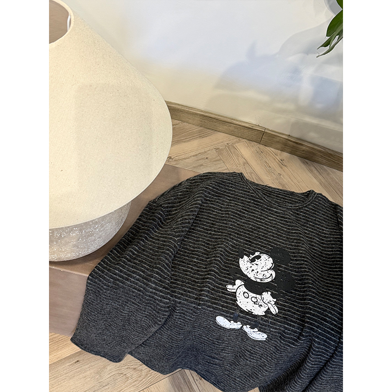 ZUOXIAOQI米老鼠磨绒条纹衫11（衣长76/胸围134）