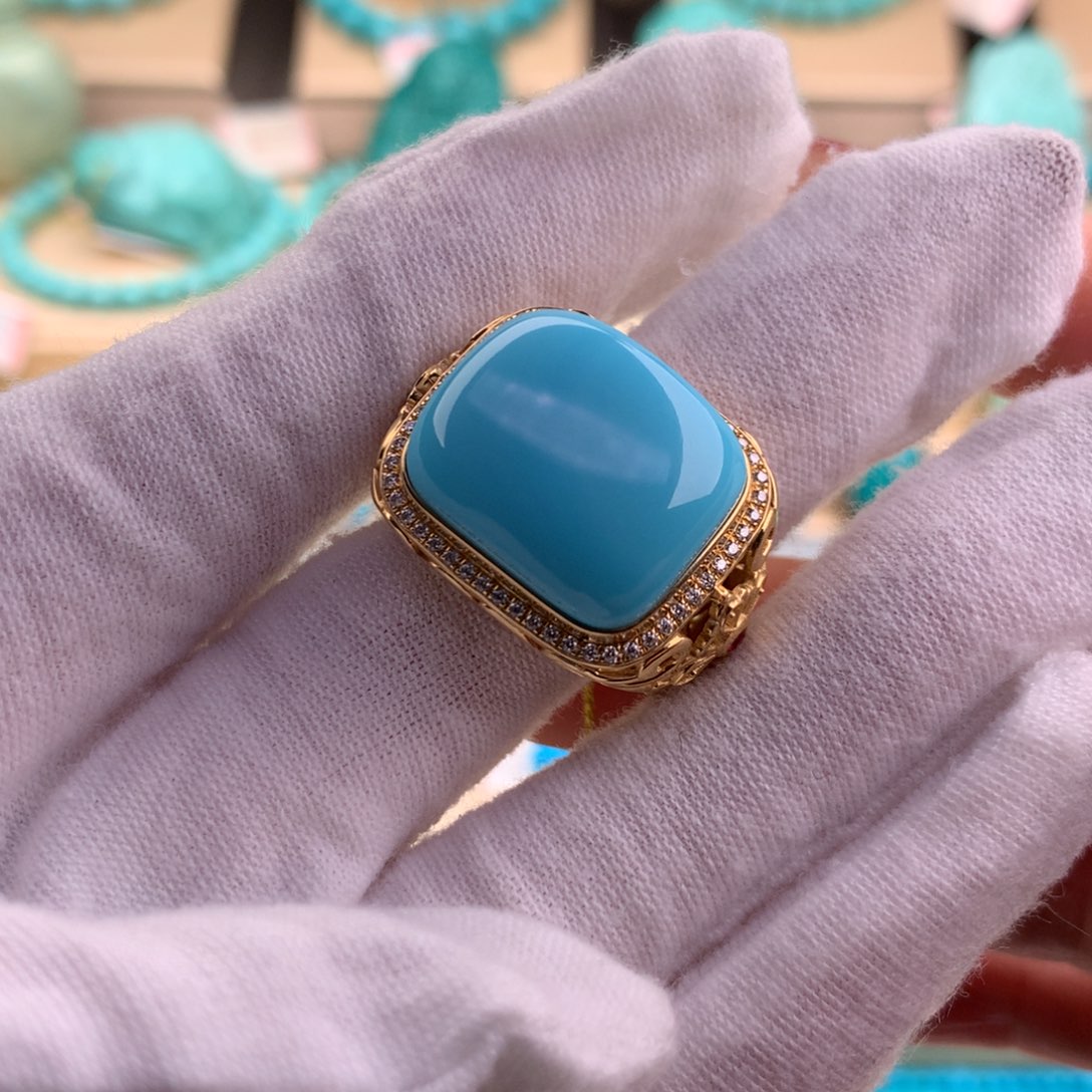 绿松石珠宝奇石18K金镶嵌