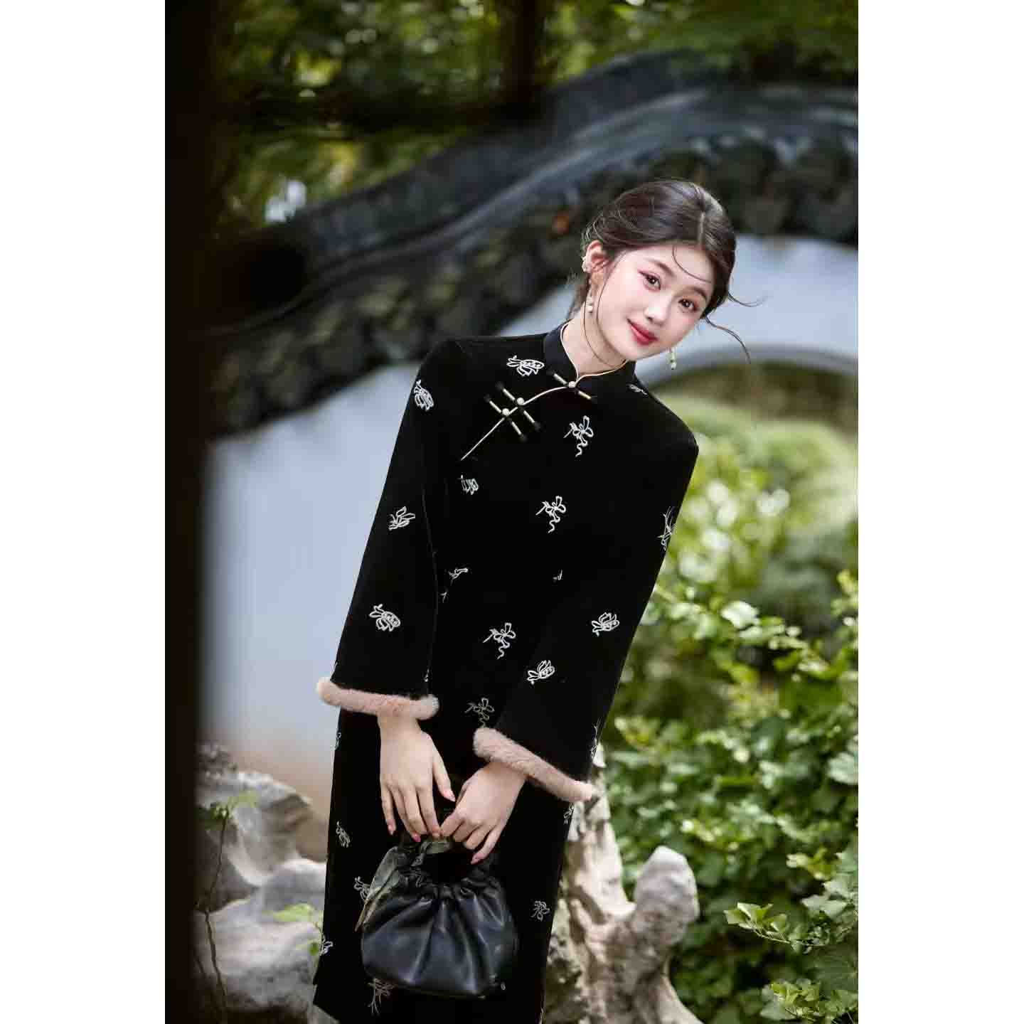 【千页】2025年秋冬季新款改良小个子中长款气质显瘦优雅旗袍