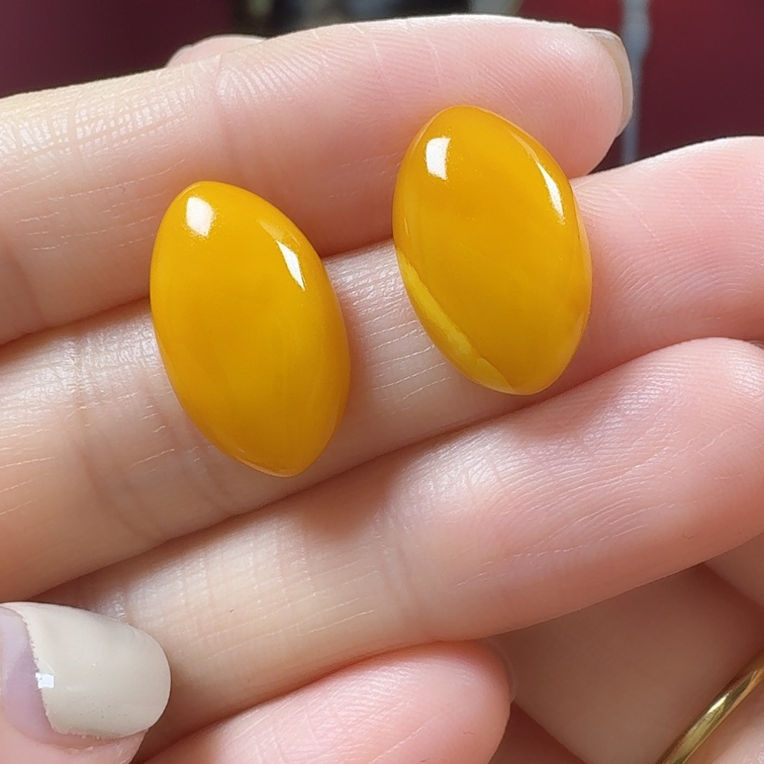 蜜蜡银S925镶嵌耳饰耳钉