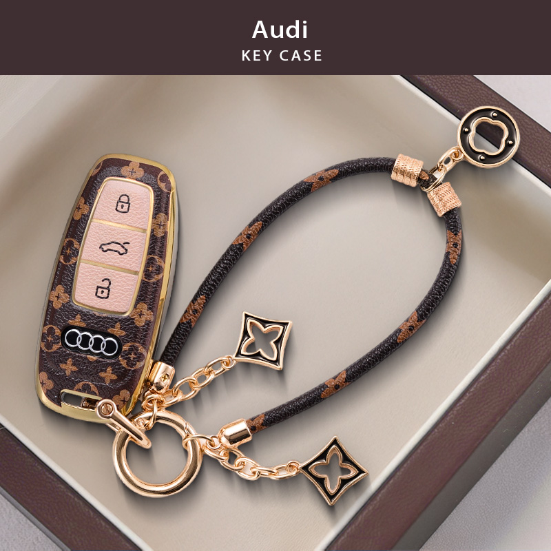 奥迪a6l钥匙套轻奢a4l车q5l女a7l高端a3 q7扣a8l保护套q4etron