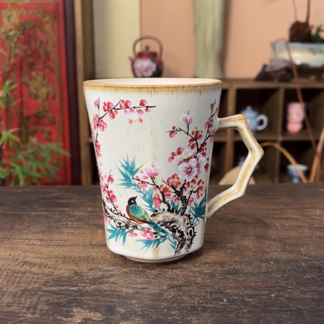 杯柴烧手工手绘陶瓷
