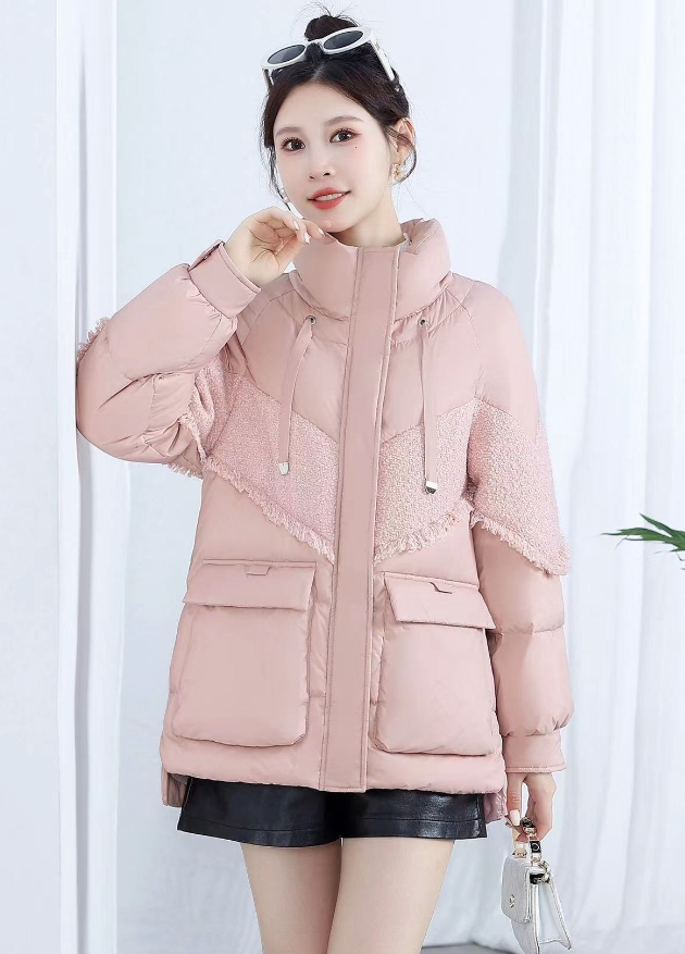 S5001百搭连帽宽松时尚女士简约白鸭绒秋冬羽绒服