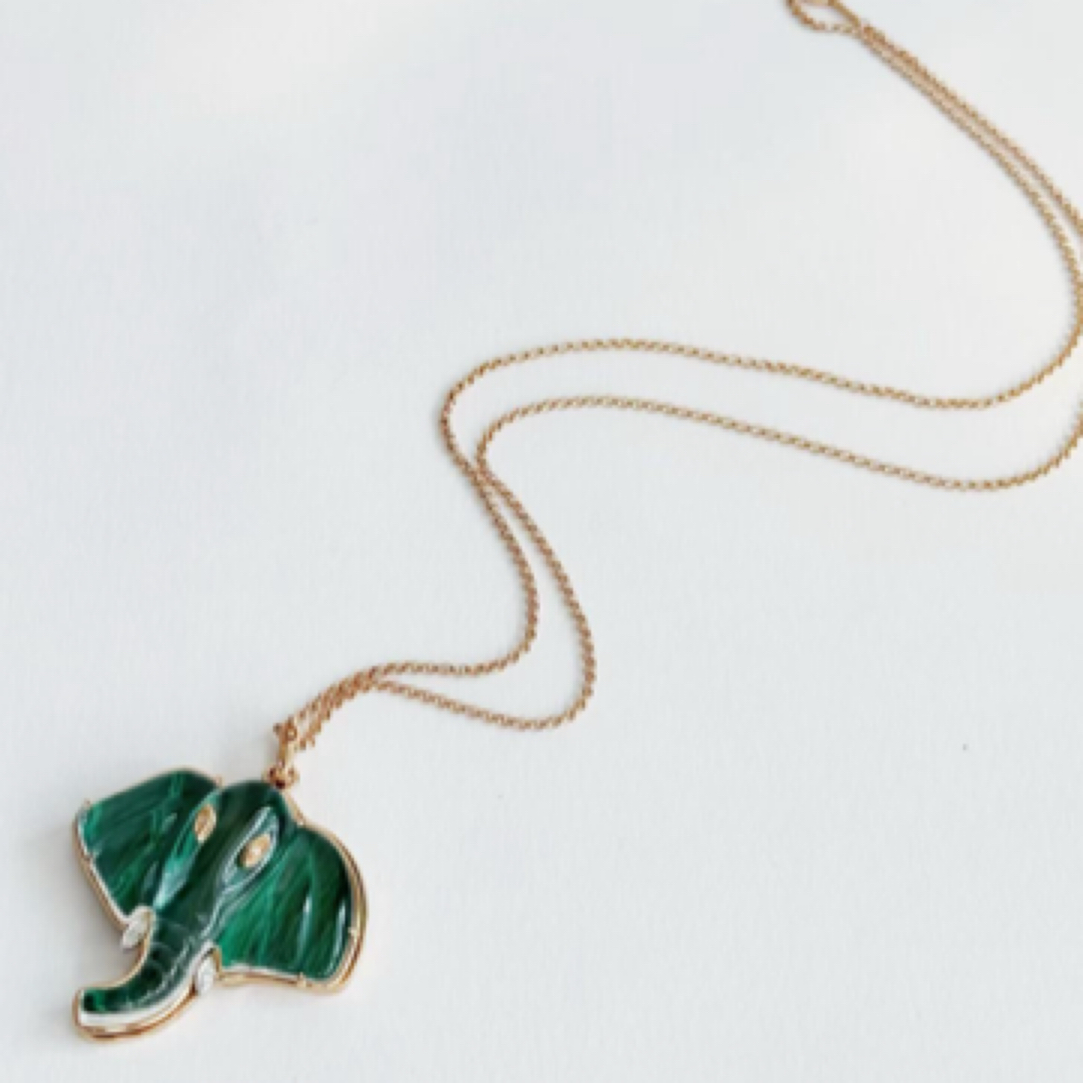 【太平吉象-多用款】G18K水晶大象镶钻项链IDP12102030