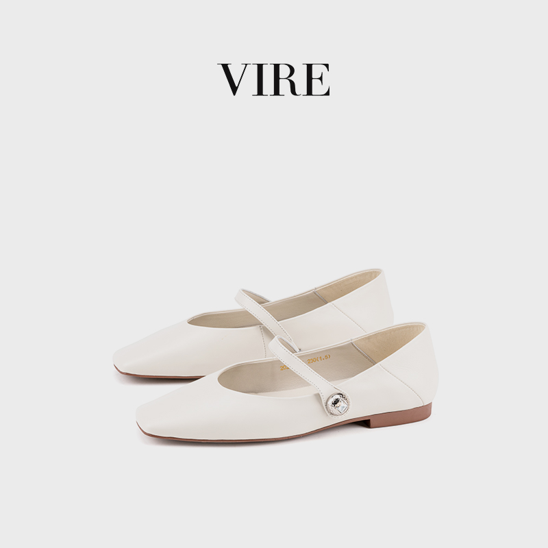 VIRE/2022255轻奢简约舒适金属一字扣百搭低跟鞋方头单鞋B
