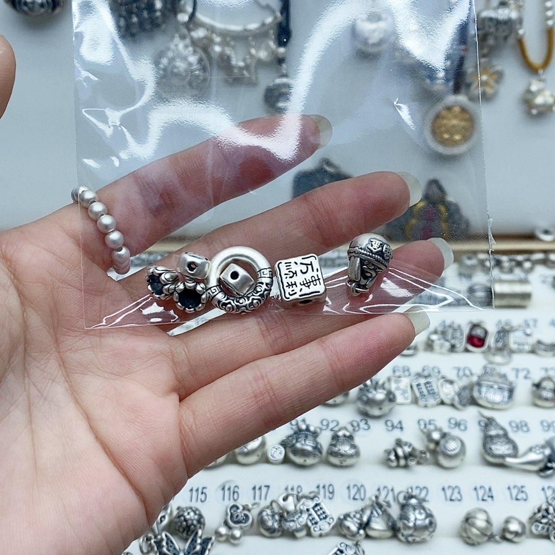 足银锦纶平安扣手链加一桶金足银