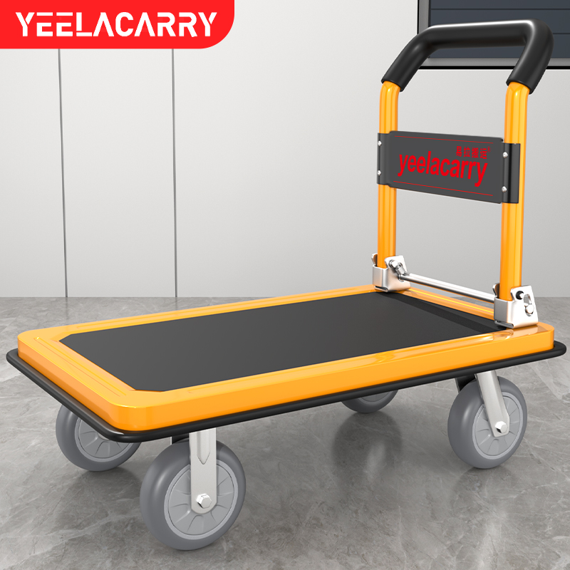易拉搬运省力小推车拉货手推平板车搬运车彩色钢板拖车折叠小拉车