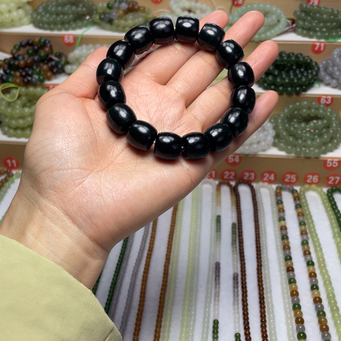 和田玉未镶嵌手链14mm