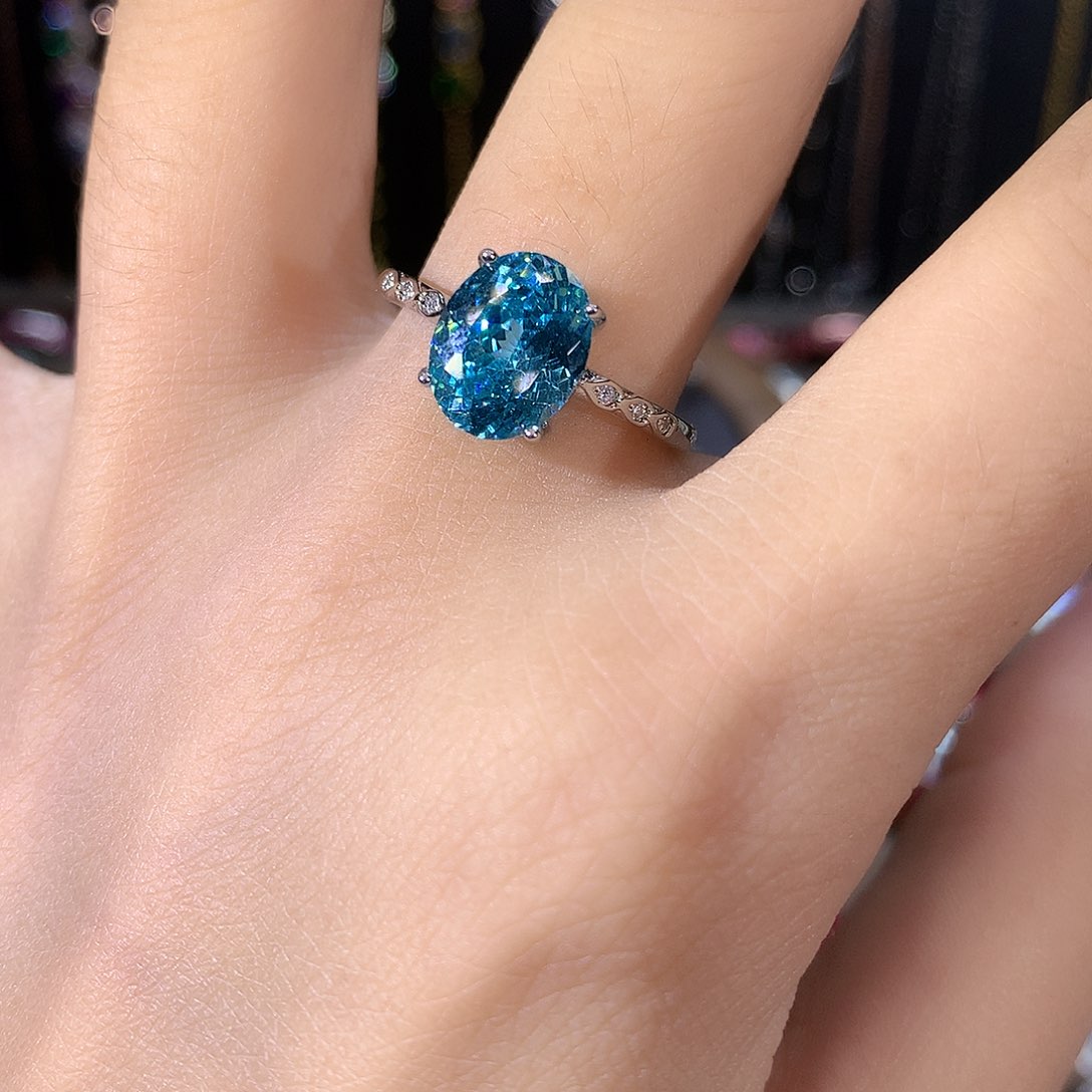 银S925镶嵌戒指碧玺白810