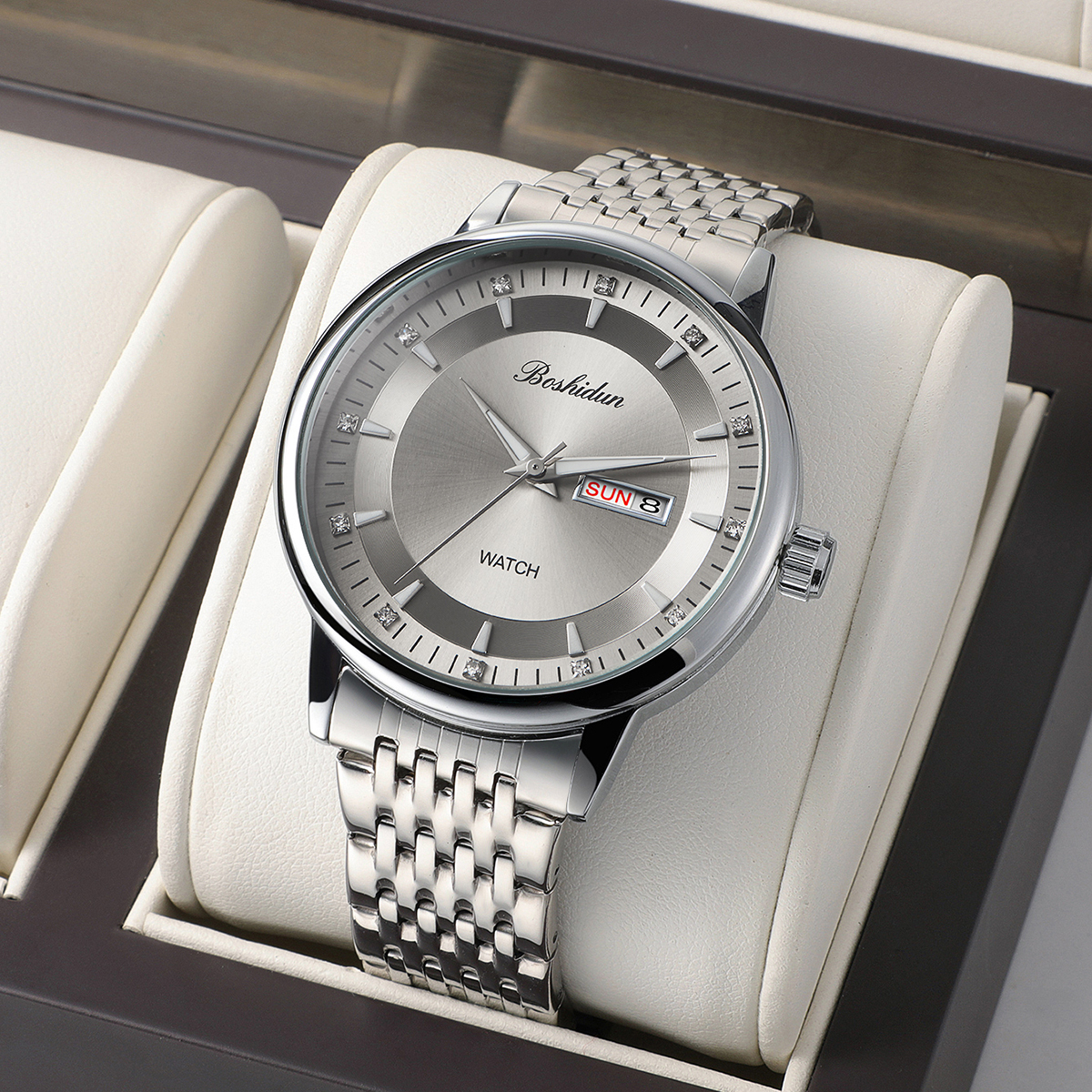 轻奢蝶飞嘉年华高级灰双日历防水夜光男表M7003G专属