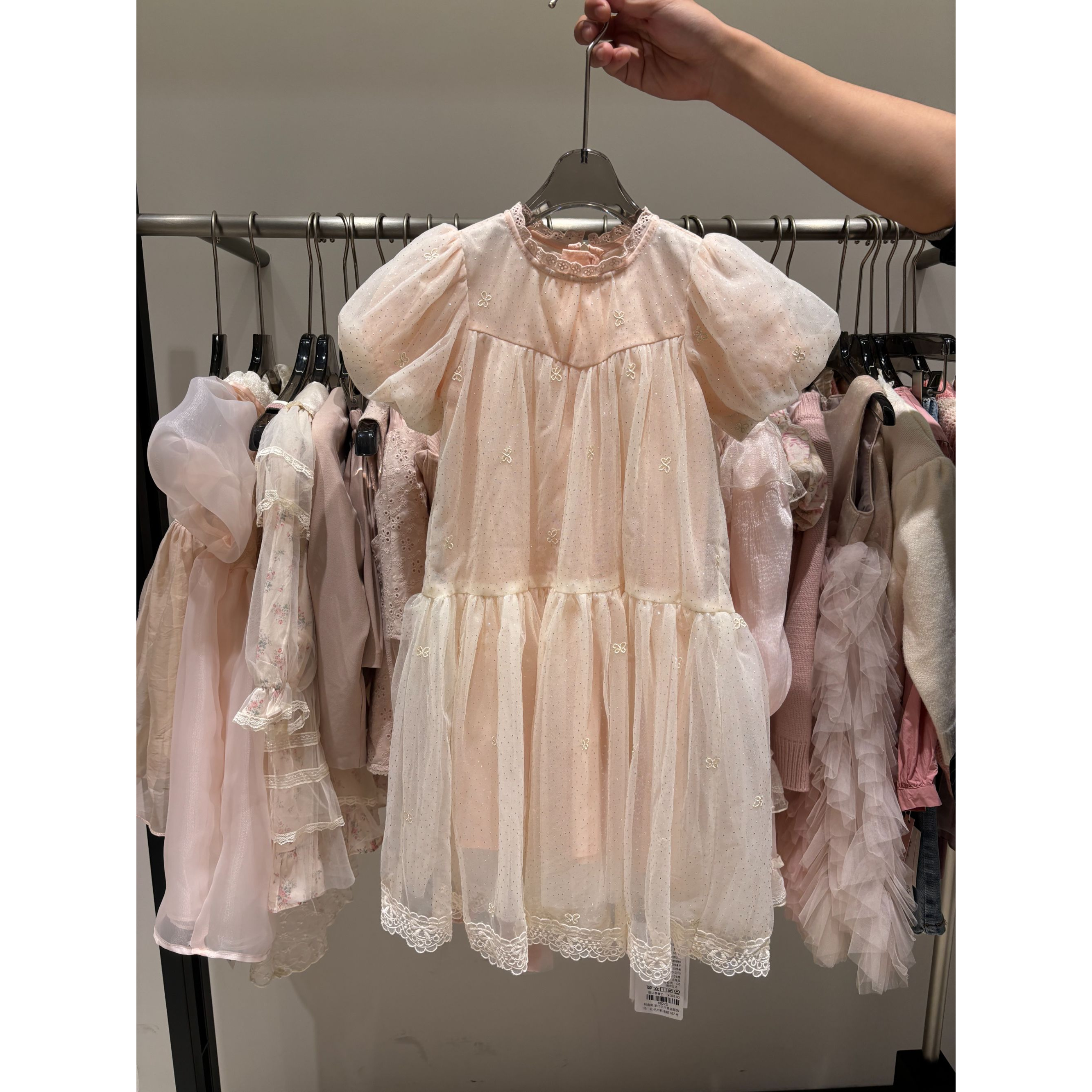 【恩姐定制】春季夏季童装女童蕾丝网纱亮片连衣裙ENCK88225
