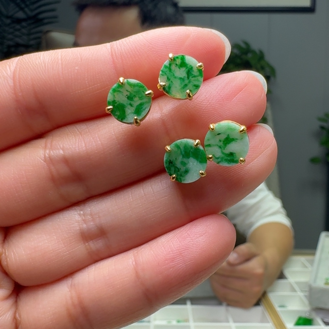 翡翠银S925镶嵌耳饰多样性发货其一