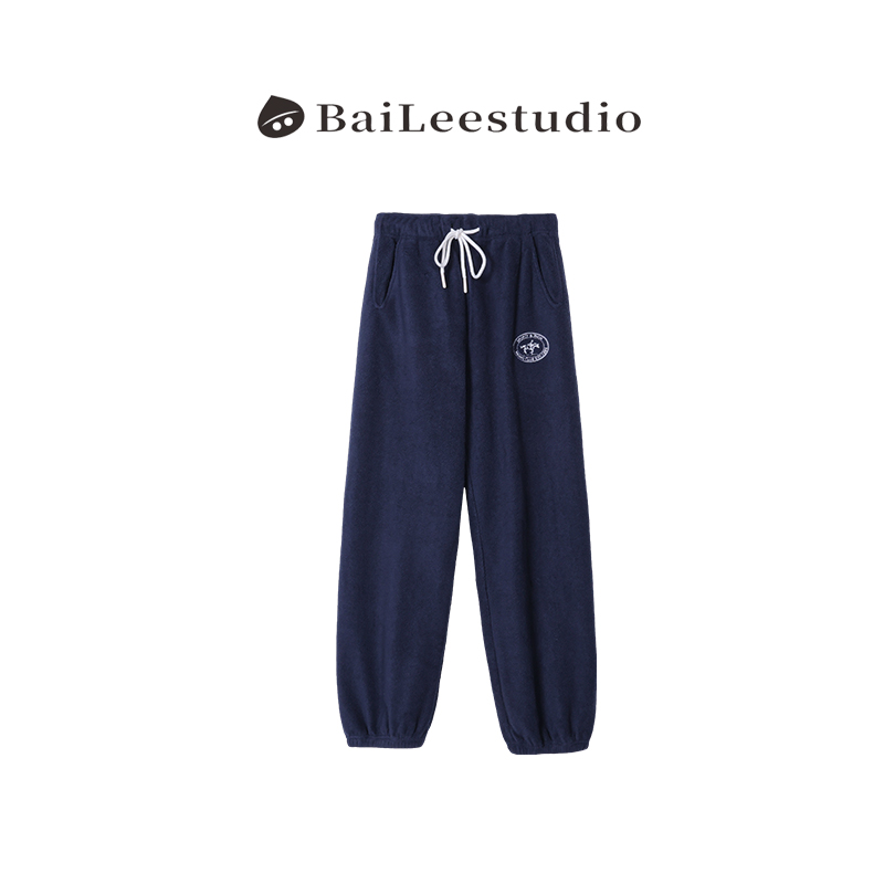 【柏栗良品】2025秋冬新款~休闲风保暖中腰厚款卫裤女9798