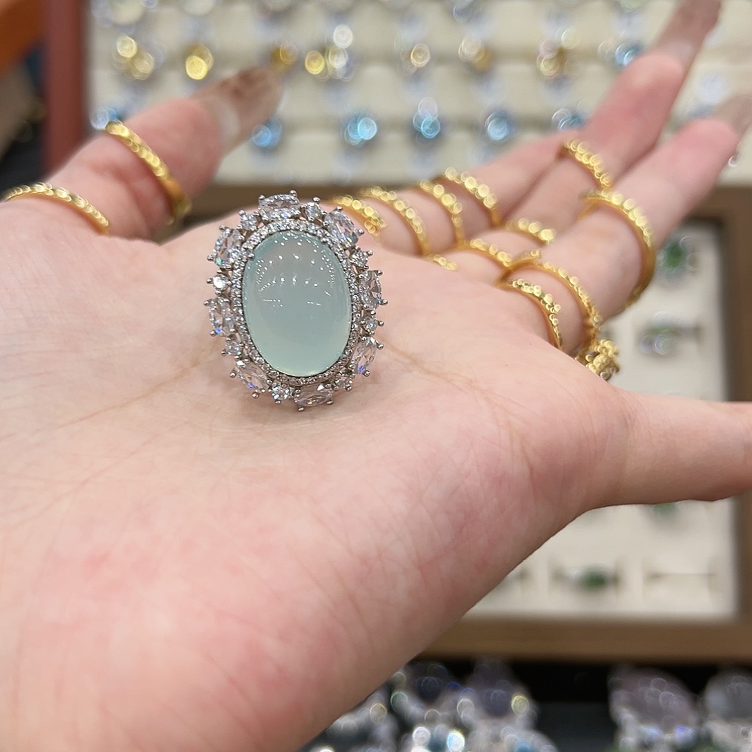 L***D岫玉银S925镶嵌戒指