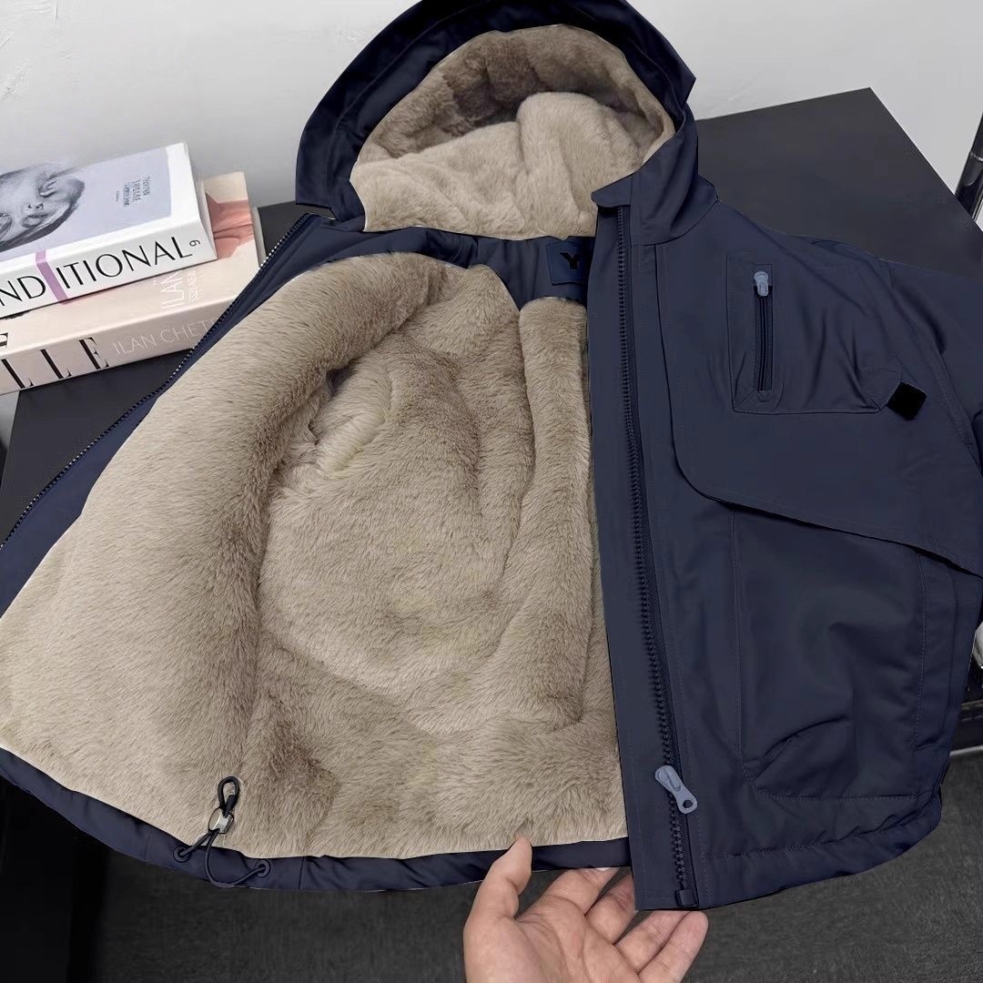 儿童新年款加绒派克服2025冬季毛毛宽松连帽加厚棉衣冲锋衣棉服潮