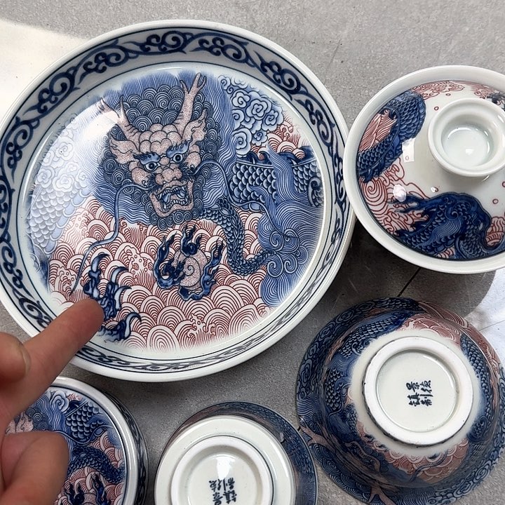 瓷片霸王龙5件套景德镇