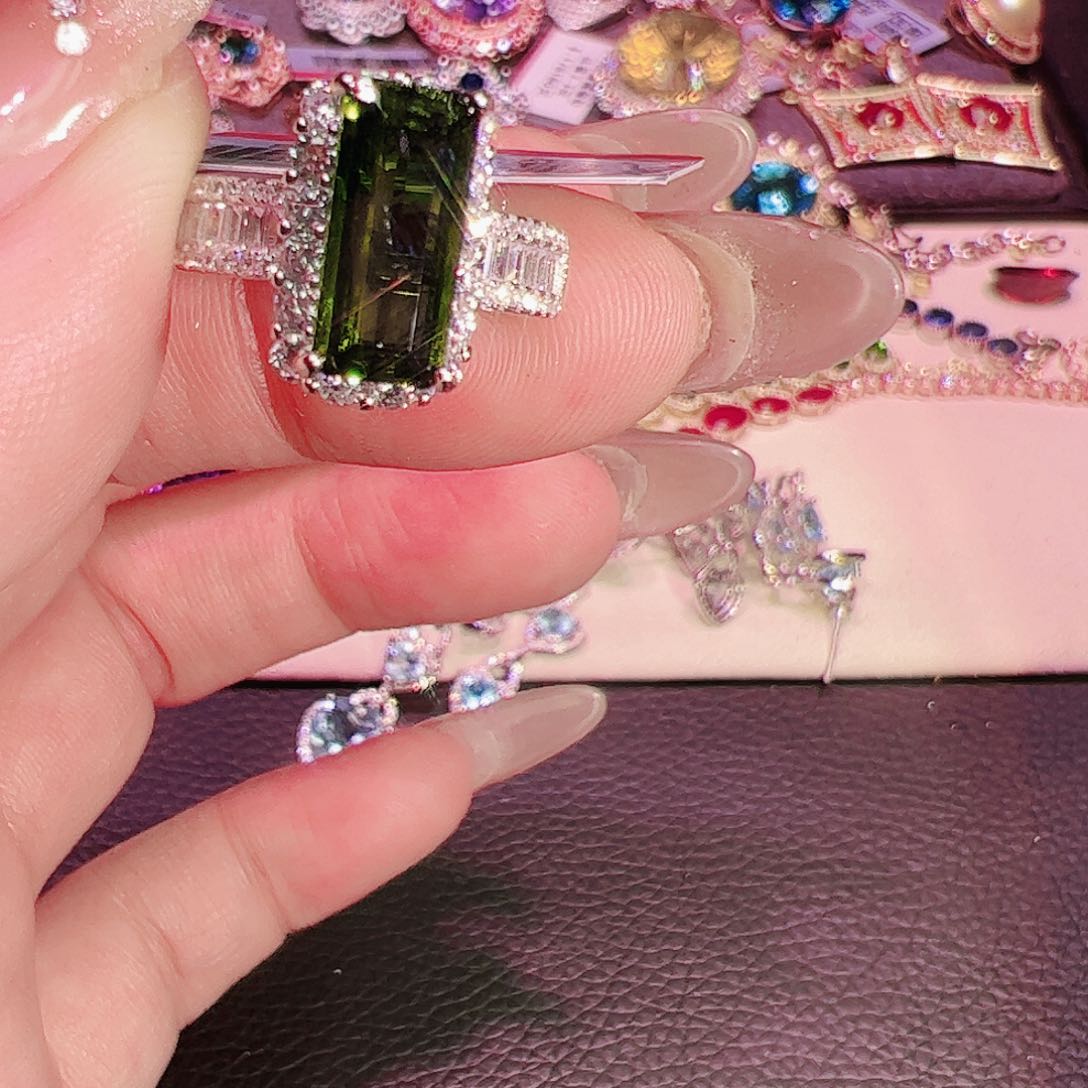 碧玺碧玺戒指银S925镶嵌