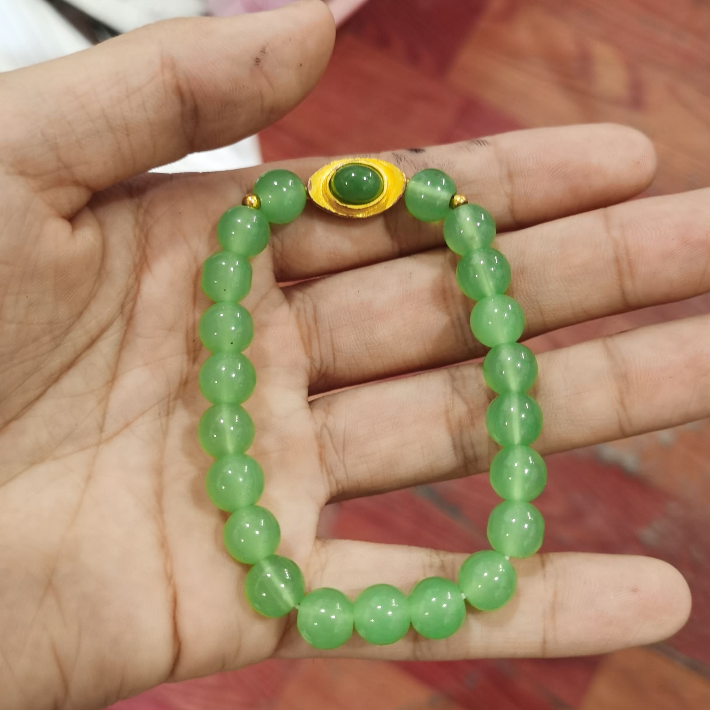 玻璃手链 菠菜绿单圈手链   2155