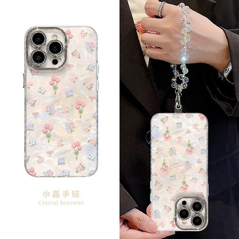满屏碎花手链适用苹果15/iPhone16手机壳华为Mate70/Pura80贝壳纹