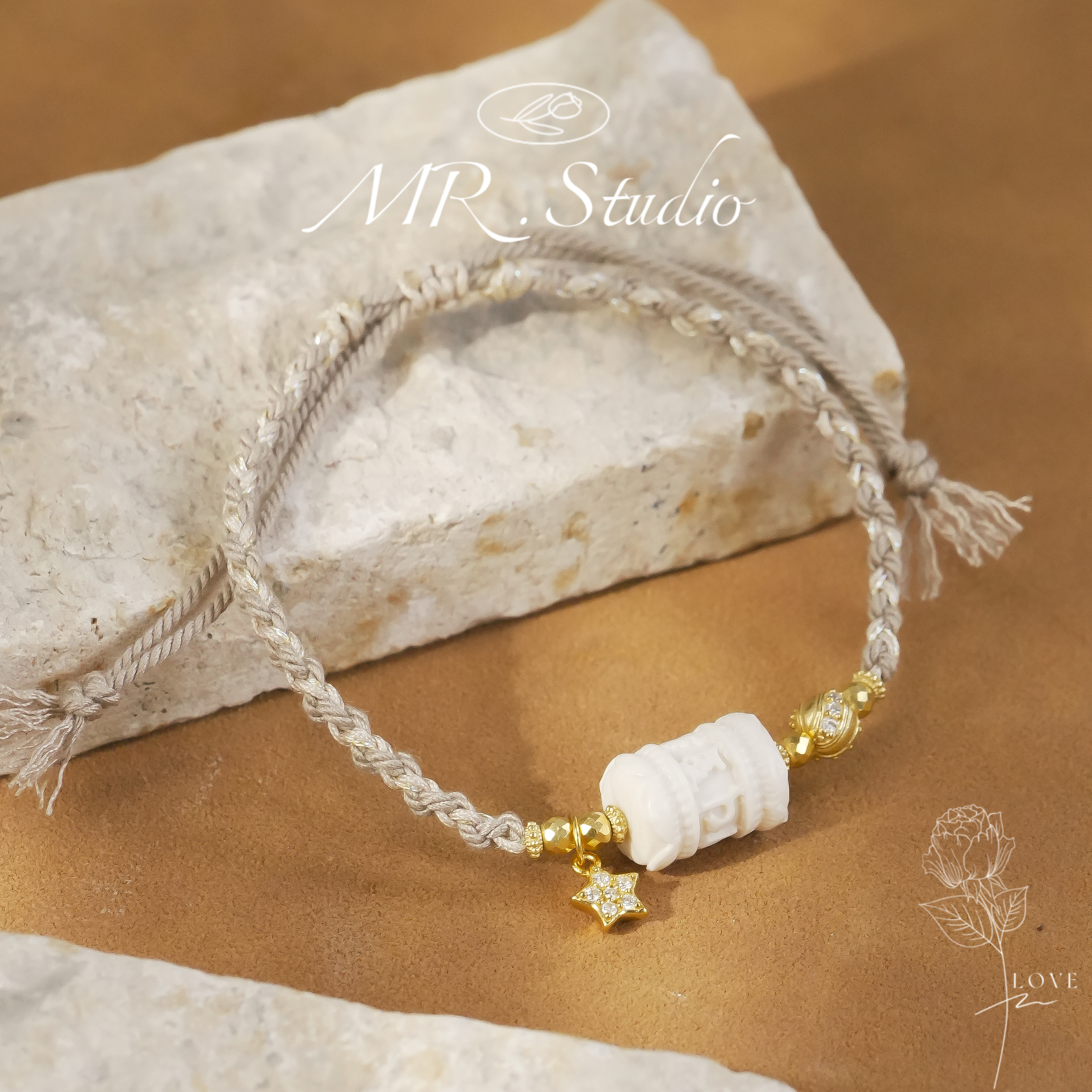 木润【猛犸】天然猛犸桶珠编绳