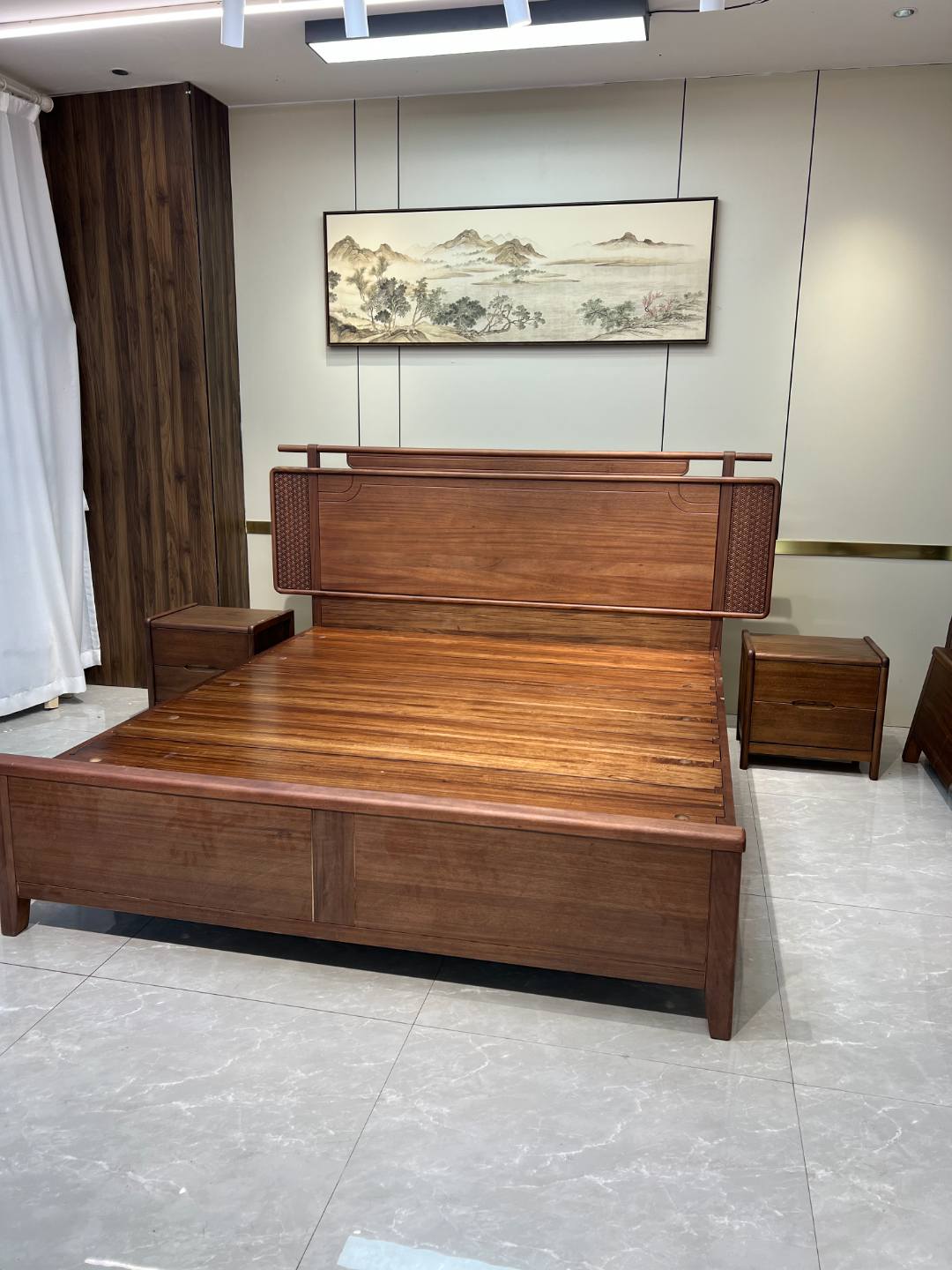 宋式美学床1.8米乌金木实木大床主卧床实木现代简约储物轻奢客厅