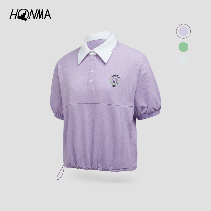 HONMA复古泡泡袖女士短袖POLO衫翻领HWJX707H113
