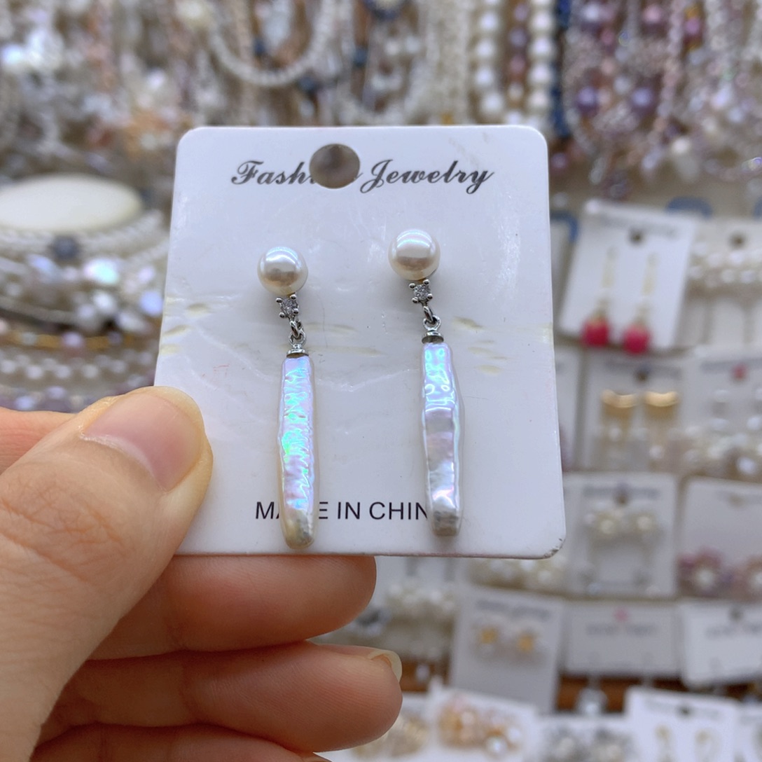 合金淡水珍珠耳饰