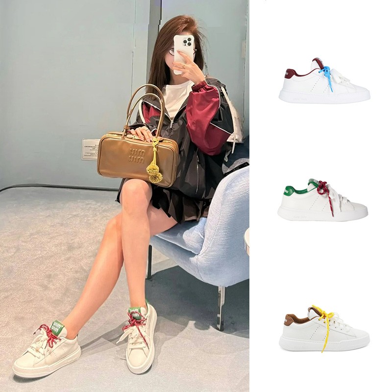 全新未使用 MIU MIU/缪缪 拼色皮革运动休闲鞋 正码