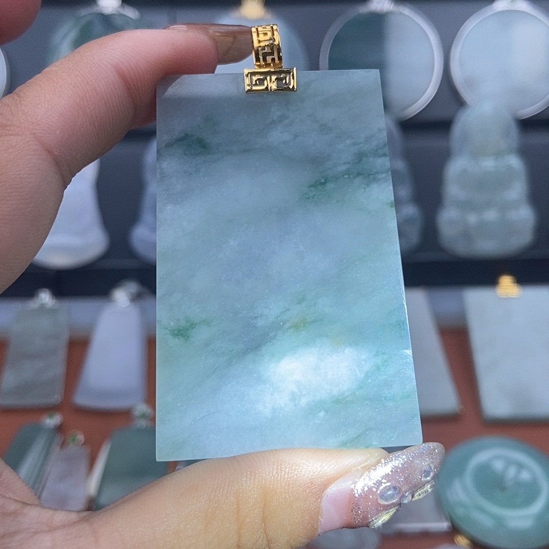 翡翠18K金镶嵌吊坠(不含链)