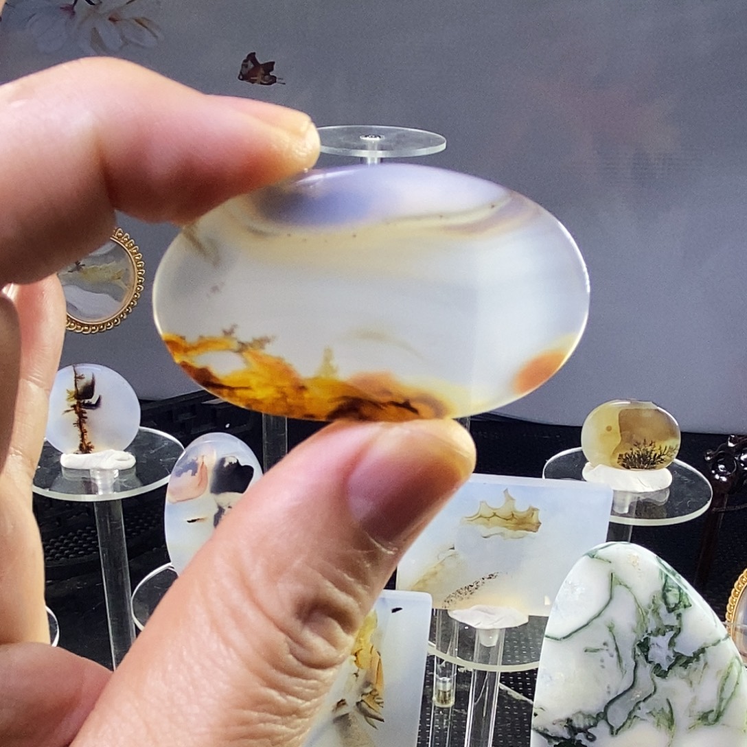 合成碳硅石非金属时尚图纹画面石饰品