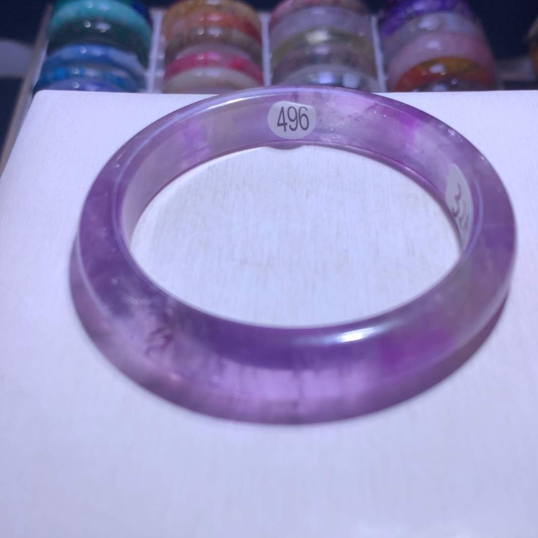 手镯水晶银S925镶嵌紫水60.3圈496