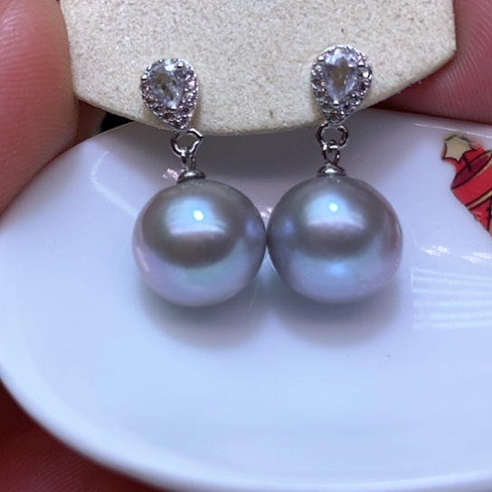 淡水珍珠耳饰银S925镶嵌