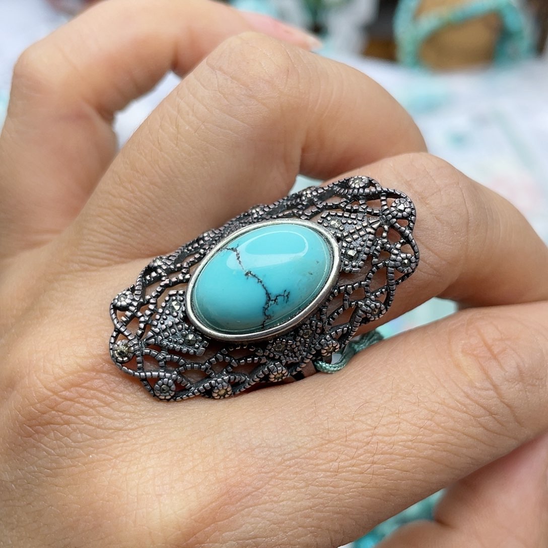 绿松石珠宝奇石银S925镶嵌