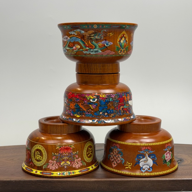 【新款高脚原木色7.8厘米枣木奶茶碗】反边藏式木碗酥油茶碗家用