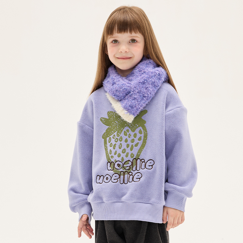 冬季水果刺绣加厚卫衣童装加绒秋冬女厚款卫衣