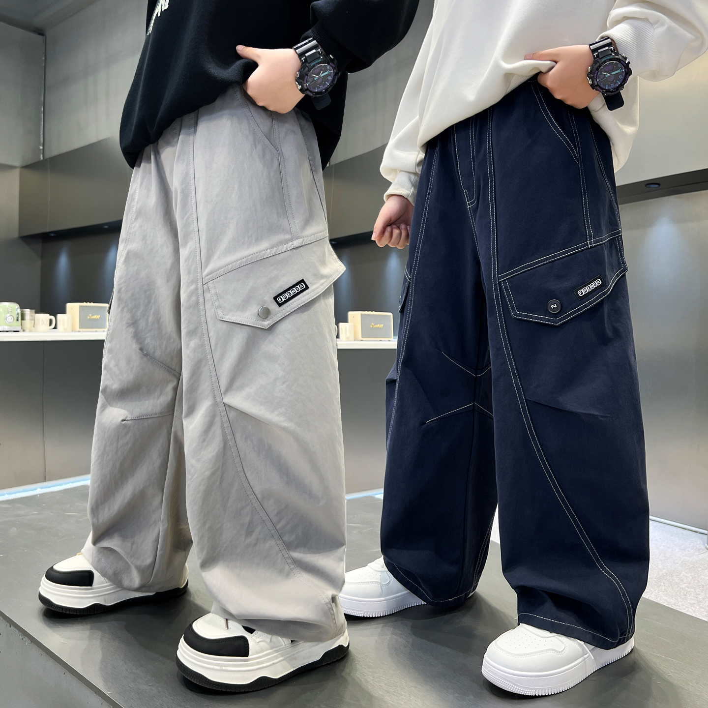 男童裤子春秋儿童休闲长裤男孩2025新款中大童秋装宽松工装裤潮