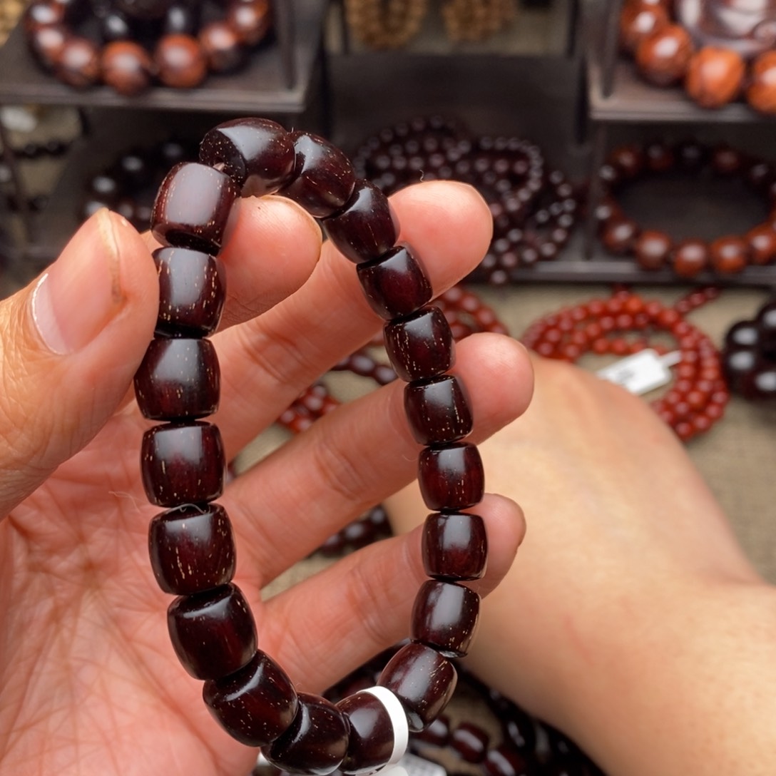 檀香紫檀（小叶紫檀）手串/手链10直切包浆款局部满金星