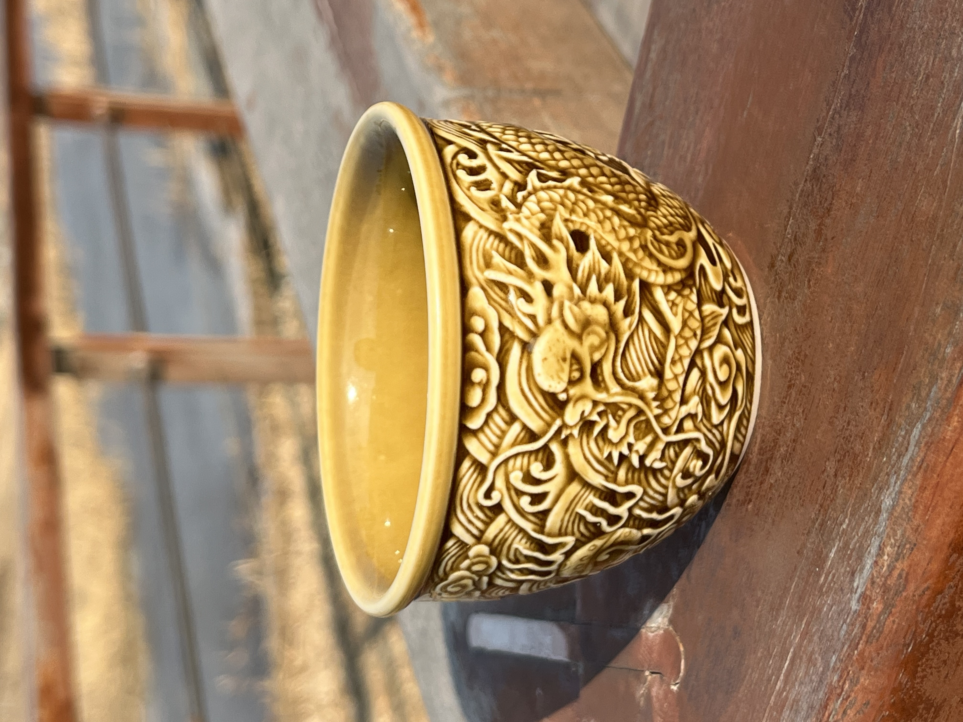 【初韵陶瓷】落款龙凤呈祥 花开富贵 主人杯纯手工复古家用陶瓷中式