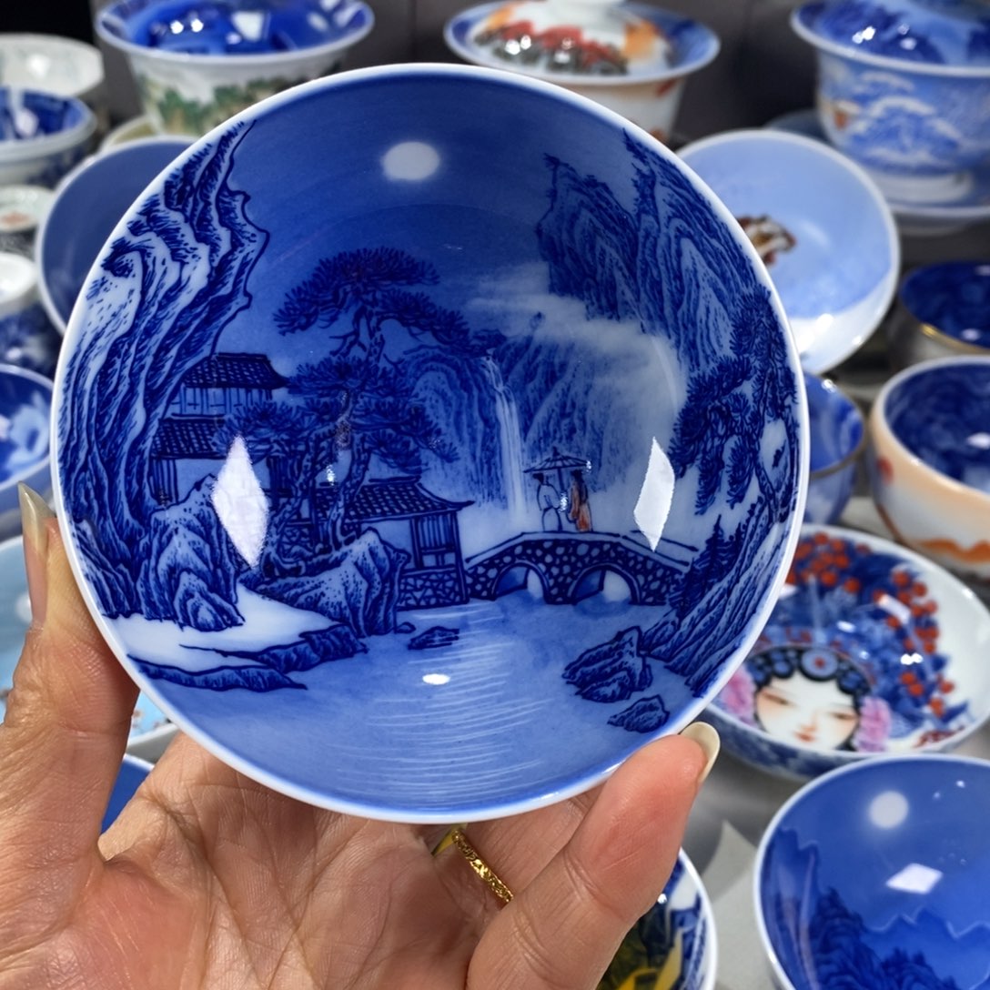 青花山水主人杯杯