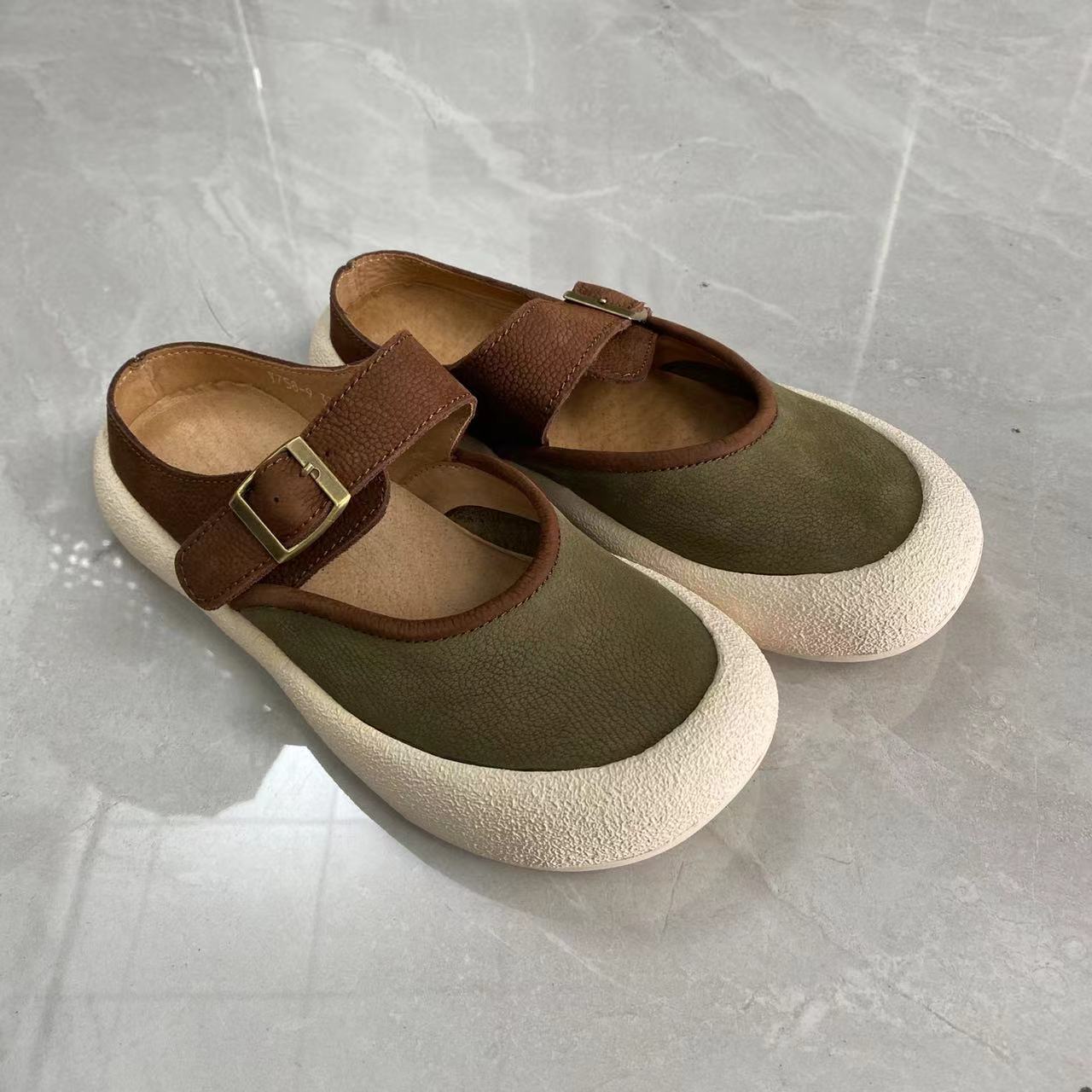 福禧·爱尼粉丝福利新款头层牛皮包头拖鞋