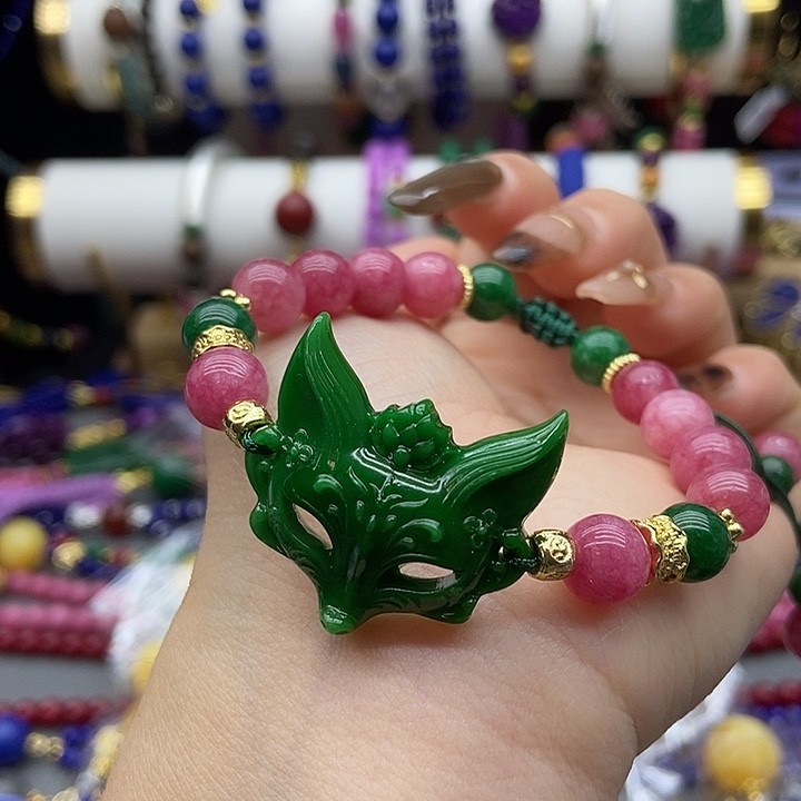 花岗石纯铜锡合金纯铜狐狸手链