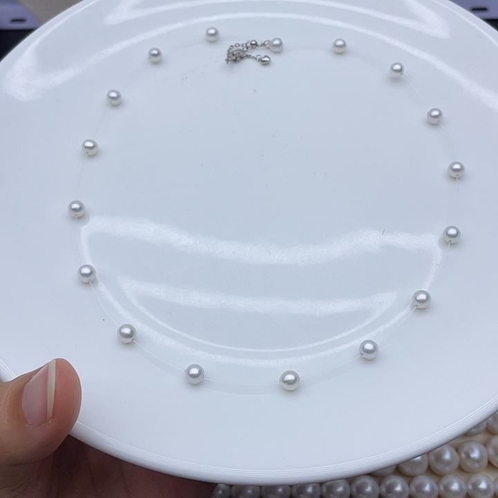 银S925镶嵌淡水珍珠颈饰