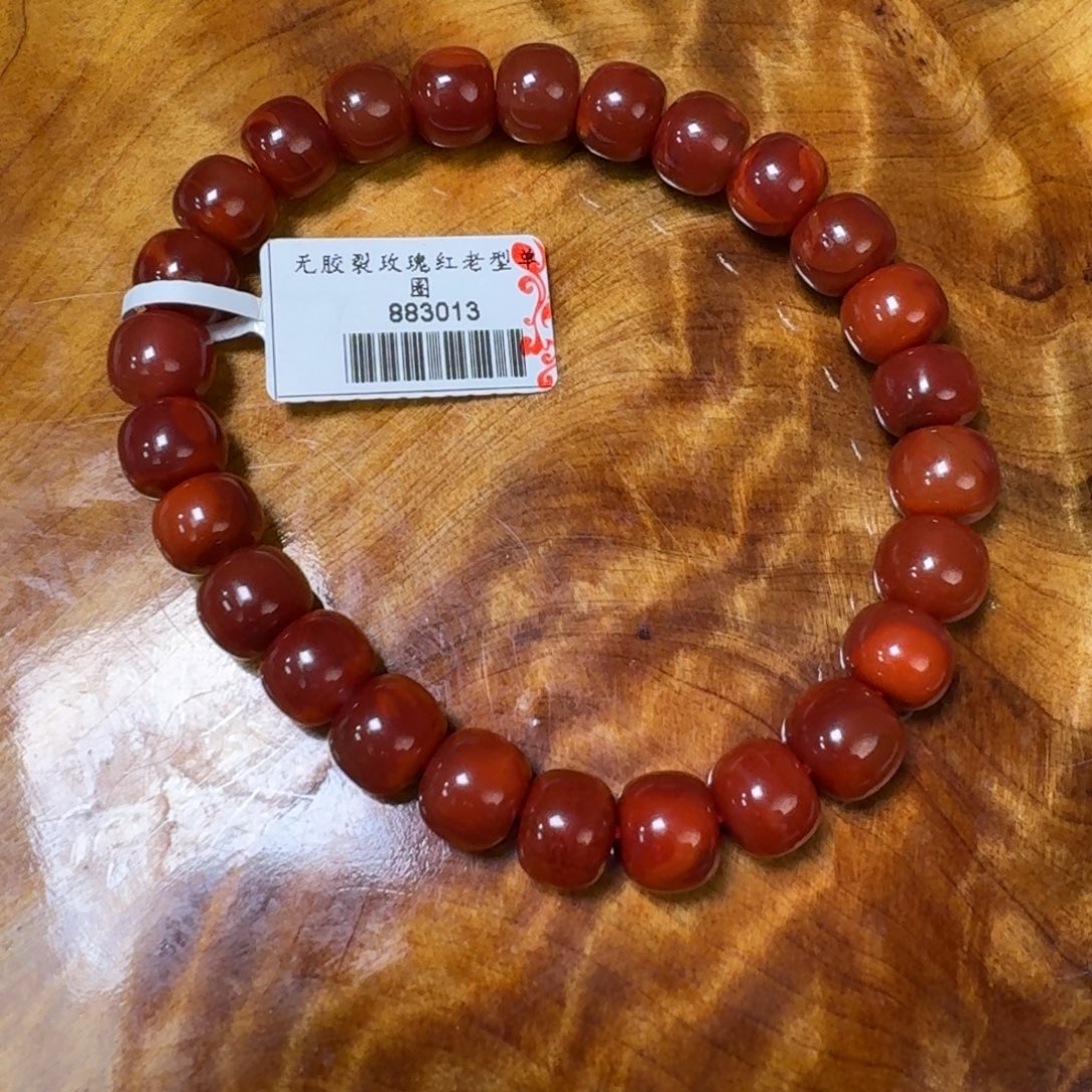 南红玛瑙未镶嵌手链玫瑰红老型单圈