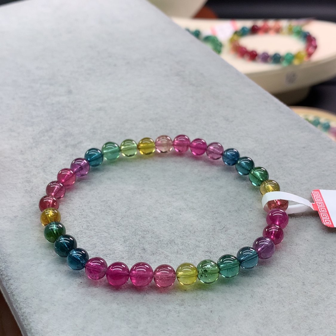 【闪购商品】碧玺手链未镶嵌碧玺艳丽色标单圈5.5