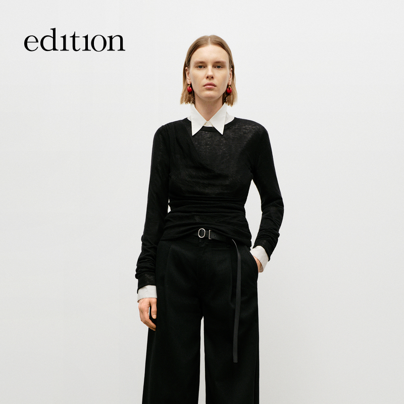 【达人专享】edition绵羊毛掐腰针织衫#EBD3SWT029
